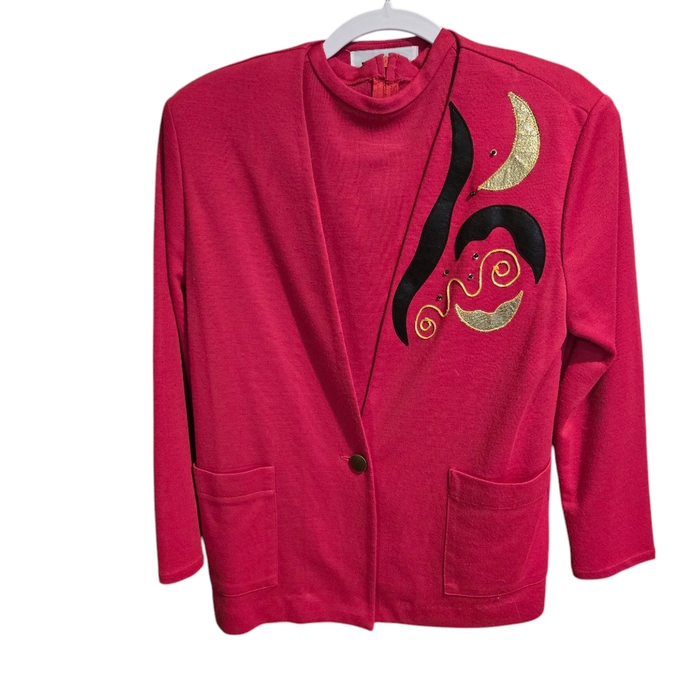 80s vintage pink jacket top set